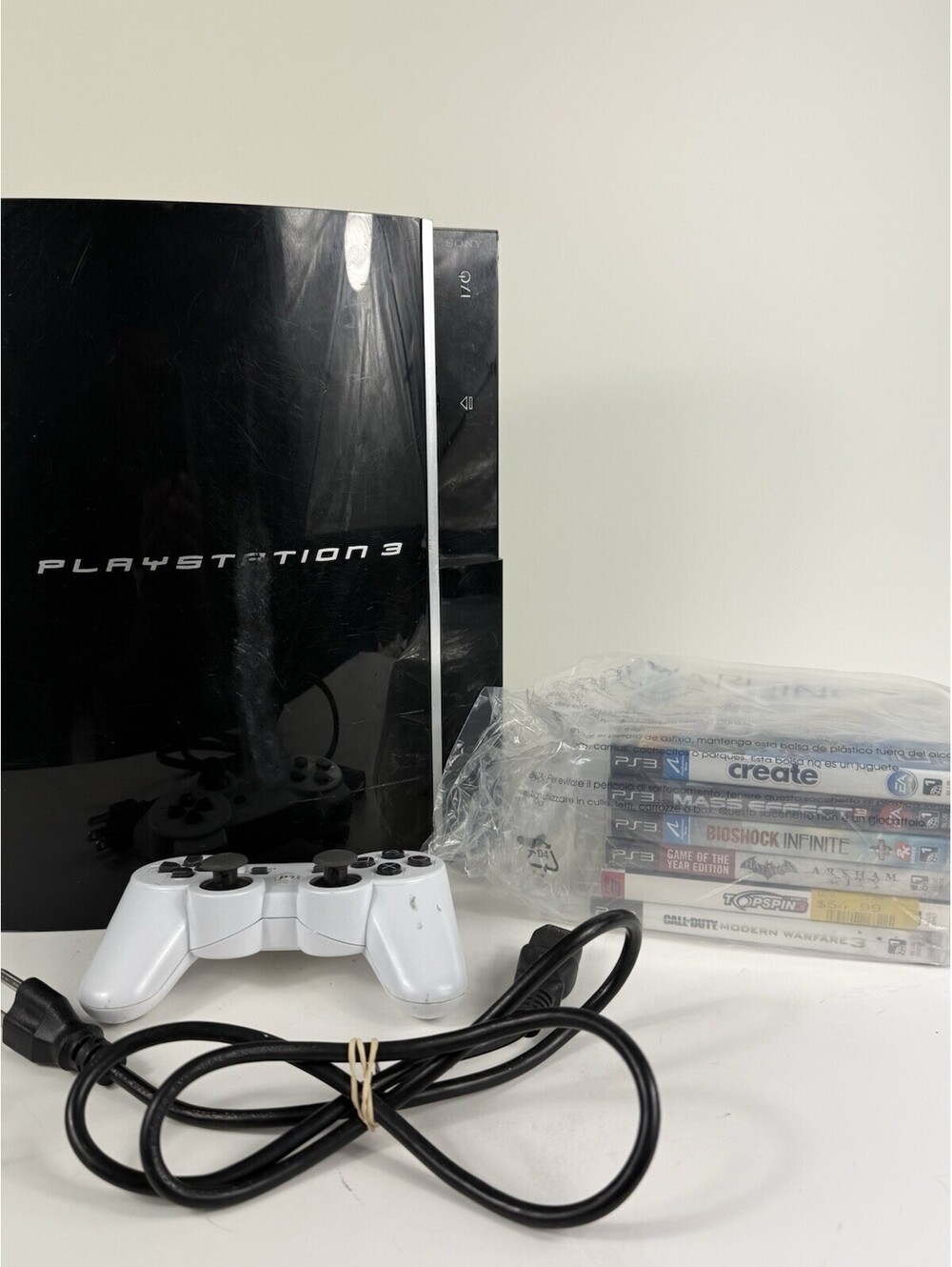 Sony PlayStation 3 PS3 Console 40GB CECHG01 Tested Working 1 Controller 6 Games